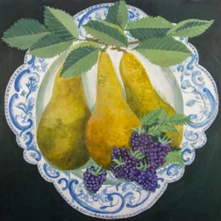 Poires dans une assiette, 2018 (acrylique sur toile)
