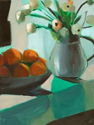 Oranges et renoncules blanches