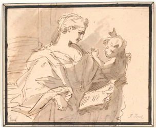 Une sainte avec un livre et un putto