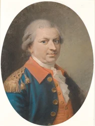 Portrait du maître de fabrique et capitaine-commandant Henrik Gerner. Ovale, trois-quarts profil vers la droite