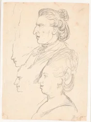Portraits de profil de la reine Caroline Mathilde, J.F. Struensee et Enevold Brandt, ainsi qu