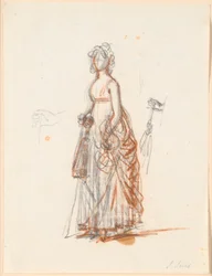 Étude pour le portrait de la famille Ryberg ; Figure de Mme Ryberg et main droite avec un parasol