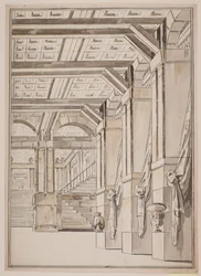 Un hall avec un escalier en arrière-plan