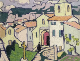 Les Baux, le prêtre entre dans son église, vers 1911