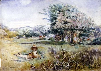 Enfants dans un verger