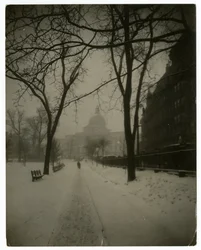 State House sous la tempête, Boston, États-Unis, vers 1902-10