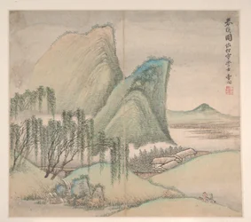 Paysages dans les styles de divers artistes, daté de 1716 (album de douze feuilles ; encre et couleur sur papier)
