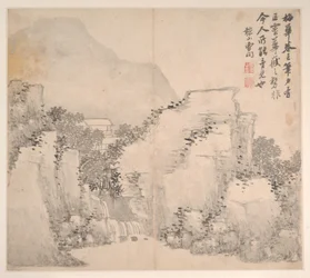 Paysages dans les styles de divers artistes, daté de 1716 (album de douze feuilles ; encre et couleur sur papier)
