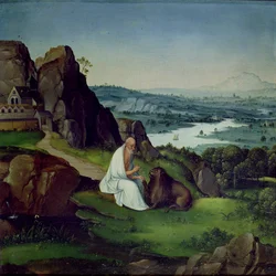 Saint Jérôme dans un paysage (huile sur panneau)