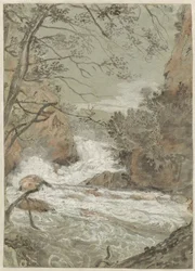 Paysage fluvial avec une cascade (recto)