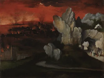Paysage avec la destruction de Sodome et Gomorrhe, vers 1520 (huile sur panneau)