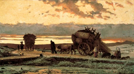 Tristesse. Douleur (ou Hiver): scène représentant des familles de paysans chassées de leurs terres. (1843-1894). 1876. Barcelone. Musée national d