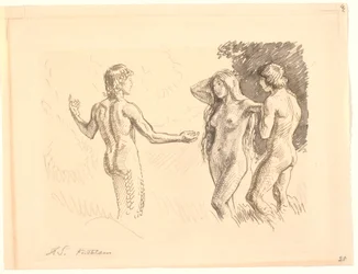 Adam et Ève tentés par le serpent