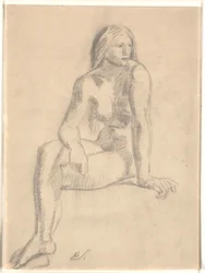 Jeune femme nue assise