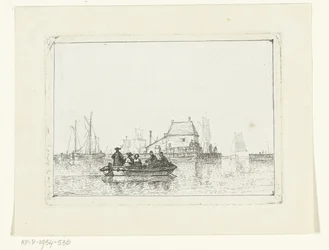Roeiboot met opvarenden op het IJ