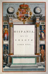 Hispania quae est Europae (Espagne), Livre XVII, page de titre Volume IX, Atlas Maior, par Joan Blaeu (1596-1673), gravure sur cuivre, 57,5x39 cm, Amsterdam