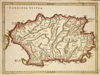 Carte de la région de Sardaigne, par Joan Blaeu
