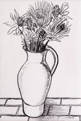Cruche Brune avec Fleurs Séchées, 2000