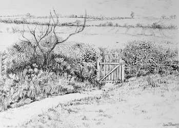 Portail de cottage et vue au-delà