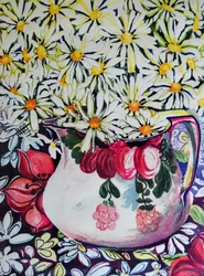 Marguerites dans un pichet des années 30