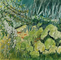 Étang avec des poissons rouges