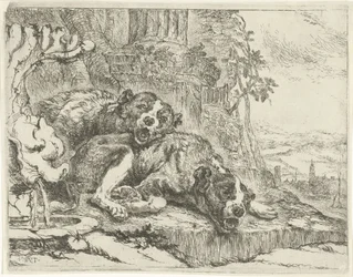 Deux chiens couchés
