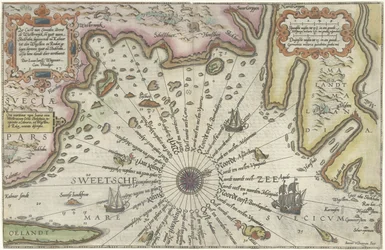 Carte de la côte de Suède entre Kalmar et Stockholm
