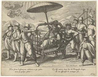 Portugais dans une chaise à porteurs