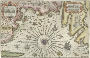 Carte de la côte de la Suède entre Kalmar et Stockholm