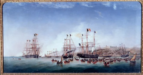 Navire italien Regina Maria Pia dans le port de Lisbonne