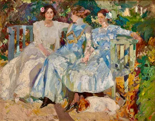Ma femme et mes filles dans le jardin
