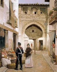 Marchand de légumes à Grenade, 19e siècle (peinture à l