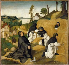 Moines cisterciens Récolte (tempera sur bois)