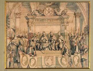 Hommage aux empereurs Albrecht II, Friedrich III, Maximilien I et Karl V