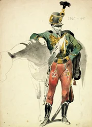 Un hussard du 9e régiment, tenue de cavalerie légère, 1835-48