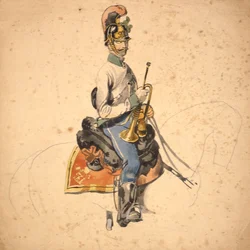 Un cavalier du 5e régiment de dragons, Prince Eugène de Savoie 1840-50