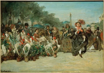 Marché aux fleurs sur le boulevard Richard-Lenoir