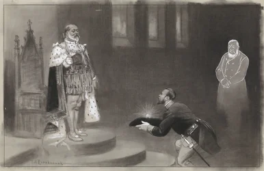 Conception pour illustration dans De Amsterdammer: Le cadeau des Transvaalers pour le roi Édouard