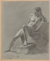 Nu masculin assis, vu de face (1er prix 1807)