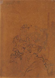 Klassische Figur in Rüstung mit Helm und Schild