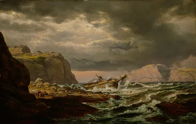 Norvégien :  Skibbrudd ved den norske kyst Naufrage sur la côte norvégienne