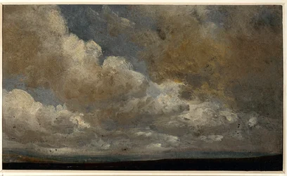 Étude avec nuages et horizon (huile sur papier)