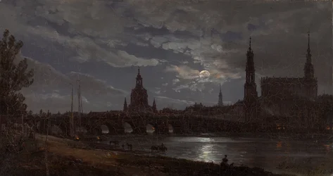 Vue de Dresde au clair de lune