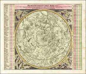 Carte céleste de 1730 du ciel de l