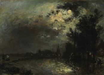 Vue sur Overschie au clair de lune