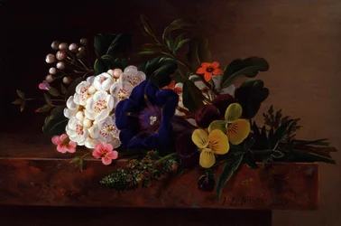 Nature morte de fleurs de printemps. Peinture de Johan Laurentz Jensen (1800-1856) Collection privee.