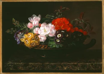 J.L. Jensen, Nature morte avec fleurs dans un bol antique