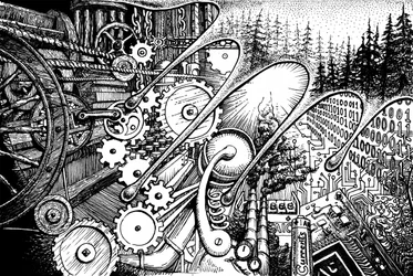 Forêt numérique steampunk