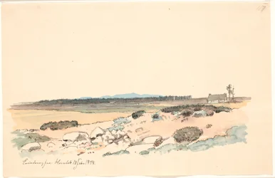 Paysage de Hornbæk avec la plantation et Kullen en arrière-plan