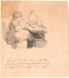 Le Moineau. Illustration pour "Fables pour Enfants" de Kaalund. Voir commentaire du catalogue d